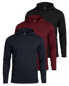 lot 12041 image: Real Essentials 3 Pack Mens Mesh Long Sleeve Athletic Pullover Hoodie Sweatshirt Pockets UPF 50-Set 2, Large