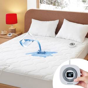lot 15246 image: Bedsure Waterproof Heated Mattress Pad Queen - Cotton Bed Warmer with Memory & Preheat Functions, 10 Heat Settings & 12 Hour Shut Off, Dual Controller, Electric Mattress Pad Queen, 60x80