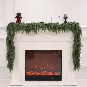 lot 3364 image: Artificial Cedar Garland for Christmas Decoration - Realistic Winter Greenery Garland for Mantel, Fireplace, Table, Door, Holiday Indoor Outdoor Decor 6FT