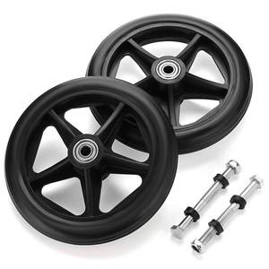 lot 3365 image: OwnMy 2PCS of 6 Inch Rubber Wheelchair Replacement Front Wheels, Anti-Slip Rollator Walker Replacement Wheels Accessories with 3 Inch Screw Rods, Black