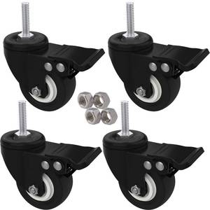 lot 3367 image: MySit 2 Casters with Brake Lock (Threaded Stem Bolt M10x25), Heavy Duty Swivel Stem Brake Caster Wheels with Hardwares Nuts for Shopping Carts Trolley - Pack of 4