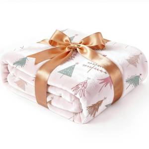 lot 3369 image: Ultra Soft Fleece Blanket Throw Size - Christmas Flannel Fleece Luxury Throw Blanket - Lightweight Throw for Couch, Bed, Chair - Warm & Breathable - Cozy Microplush Bedding - Christmas Trees, Pink