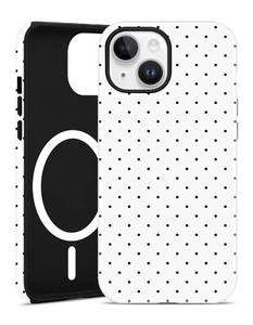 lot 4191 image: Jusy Compatible with MagSafe Polka Dot Case for iPhone 15, Cute Aesthetic Polka Dots Magnetic Phone Case, Soft TPU and Hard PC Protective Phone Cover for Women Girls (Matte) - White