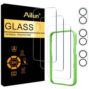 lot 4193 image: Ailun 3 Pack Screen Protector for iPhone 17 6.3 inch  3 Pack Camera Lens Protector with Installation Frame,Dynamic Island Compatible,Case Friendly Tempered GlassNot for iPhone 17 ProPro MaxAir