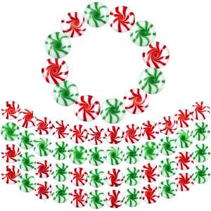 lot 4203 image: Daifunli 48 Pcs Christmas Candy Cane Peppermint Ornaments Red and Green Glass Candy Beads Christmas Tree Hanging Decoration Jewelry DIY Making Necklace Wristband Earring for Holiday Party