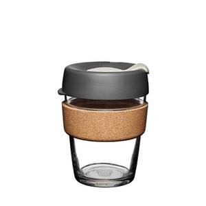 lot 4210 image: KeepCup Brew Cork, Reusable Glass Tumbler with Natural Cork, Tall Coffee Cup 12oz340ml - Press
