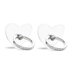 lot 4216 image: 2pcs Phone Ring Stand Holder with Diamond��Heart Shape Transparent Phone Ring Kickstand��360 Degree Rotation Finger Ring Grip Compatible with All Smartphones��Tablet and Case