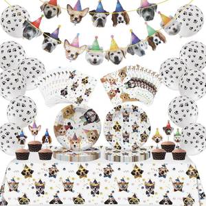 lot 4219 image: Dog Birthday Party Supplies Serves 20, Puppy Party Decorations Dog Party Plates Banner Napkins Paws Balloons Table Cover and Cake Topper for Doggy Kids Dog Party Decorations