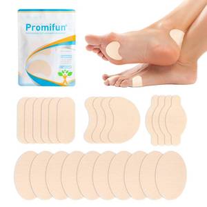 lot 4240 image: Promifun Moleskin Strips with Adhesive Blister Prevention Pads Mole Skin Tape Stickers for Feet Heel Shoes Padding-24 Sheets of 4 Shapes��Beige