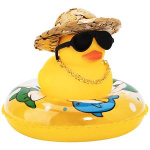 lot 4254 image: wonuu Car Rubber Duck, Yellow Duck Decoration Dashboard with Sun Hat Swim Ring Necklace Sunglasses for Car Dashboard Decorations