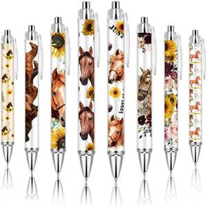 lot 4255 image: Ireer 8 Pcs Ballpoint Pens for Women 1.00 mm Cute Black Ink Fancy Pens Fine Point Smooth Writing for Students Classroom Office Supplies(Horse)