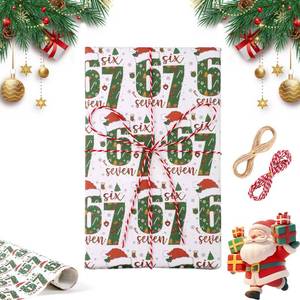 lot 4261 image: 67 Wrapping Paper,67 Meme Christmas Gift Wrap,Kids Funny Six Seven Wrapping Paper, Unique Brain Rot Gen a Meme Holiday Gift Wrap Papers Roll,Fun Holiday Wrapping Papers for Friends and Coworkers (White)