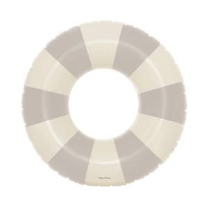 lot 4269 image: Petites Pommes Pool Ring Float for Kids - Durable Inner Tube, Handprinted Classic Striped Design Swim Tubes, Soft Comfort Seaming, Packable Floats for Travel, Beige, 35 inch