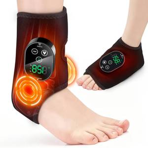 lot 4275 image: DeMoce Cordless Ankle Massager with Heat, Wearable Ankle Heating Wrap for Foot & Ankle Pain Relief, 6 Heat Levels, 3 Vibration Modes, Timer & Auto Shut Off, Single One, Black