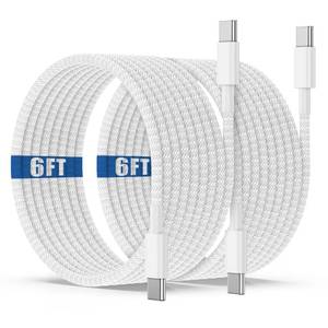 lot 4283 image: USB C to C Charging Cable 6ft, 60W Fast Type C to C Charger Cord Long for Apple iPhone 17 Pro Max17 Air16 Pro Max15 Plus, MacBook Pro 202120202019,iPad 12.911 inchMiniAir 54,Samsung Galaxy