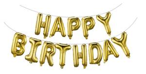 lot 4284 image: Gold Happy Birthday Balloons Banner 16 Inch Mylar Foil Letters, Inflatable Party Decor and Birthday Decorations for Women, Men, Boys & Girls Kids and Adults, Reusable, Party Supplies
