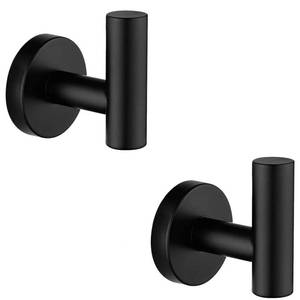 lot 4285 image: Nolimas Towel Coat Hook Matte Black SUS304 Stainless Steel Bathroom Clothes Cabinet Closet Sponges Robe Hook Wall Mounted Round Kitchen Heavy Duty Door Hanger 2 Packs