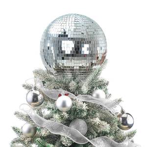 lot 5153 image: Retisee 8 Disco Ball Christmas Tree Topper Disco Mirror Ball Xmas Tree Topper 3D Hollow Silver Decor Ornament for 70s Holiday Wedding Birthday Party Decorations