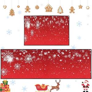 lot 5159 image: ArtSocket Kitchen Rugs and Mats Non Skid Washable Set of 2, Christmas Runner Rug, New Year Red Snowflakes Floor Mat Under Sink Mat Throw Rug for Kitchen Doormat Waterproof