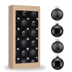 lot 5162 image: Amooca Christmas Glass Balls Decoration Festival Party Home Decors Holiday Xmas Tree Hanging Ornaments Set 18pc 1.8in Black incomplete one of them broken