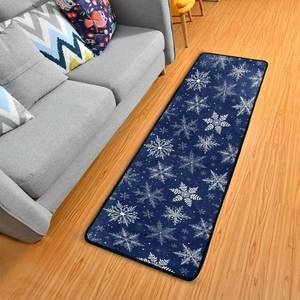 lot 5169 image: VIGTRO White Snowflakes Winter Doodle Runner Rug 2x6 with Rubber Backing Blue Christmas Non Slip Entryway Rug Runner Washable Soft Area Rug Carpet for Hallway Bedroom Kitchen Decor