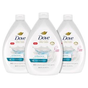 lot 5174 image: Dove Antibacterial Hand Wash Care & Protect Pack of 3 Protects Skin from Dryness, Moisturizers More Than The Leading Ordinary Hand Soap, 34 oz used