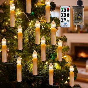lot 5184 image: A.bigwhale 50Pcs Christmas Tree Candle String Lights Plug in, LED Flameless Clip on Candles for Christmas Trees with Remote and Timer, Xmas Holiday Celebration Decoration, Warm White