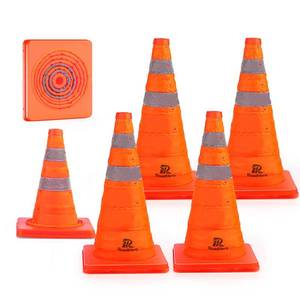 lot 5193 image: RoadHero 18 Inch 6 Pack Collapsible Traffic Safety Cones, Multi Purpose Pop-up Cones with Reflective Collar for Road Safety, Orange Cones for Driving Training, Parking Lots