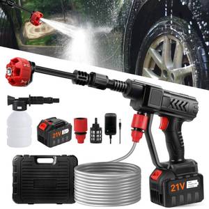 lot 5208 image: Pircaath Cordless Pressure Washer Gun, Battery Power Washer, 500PSI High Pressure Cordless Power Washer, Portable Pressure Washer with 6-in-1 Nozzle, Handheld Power Washer for Car, Garden-Red right side of case broken