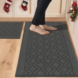 lot 5219 image: COSY HOMEER 48x20 Inch30X20 Inch Kitchen Rug Mats Made of 100% Polypropylene 2 Pieces Soft Kitchen Mat Specialized in Anti Slippery and Machine Washable (Grey)