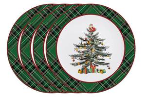 lot 15257 image: Jmugmt Christmas Tree Plates Set of 3, Christmas Dinner Plates with Green Edge, Xmas Porcelain Plates for Porcelain Plate Set of 4 for Xmas 10.5 Inch