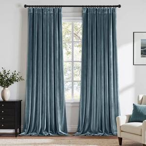 lot 15259 image: Grayish Blue Velvet Curtains 84 Inches Long Blackout Thermal Insulated Soundproof Curtain Privacy Room Darkening Curtains Pinch Pleat Window Drapes for Bedroom Living Room 42 x 84 Inch Set of 2