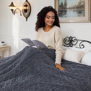 lot 15266 image: Electric Heated Blanket Throw Size 50x60, Ultra Soft Sherpa Fleece, 5 Heat Levels & 3-Hour Auto-Off, Fast Heating for Cozy Winter Comfort, Dark Gray