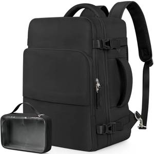 lot 15269 image: Beraliy Travel Backpack for Men Women, Lightweight Personal Item Trave Bag for Airlines, Carry On Backpack with USB Charging Port, Durable Laptop Backpack, College Weekender Work Daypack, Black