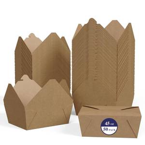 lot 15277 image: LITOPAK 50 Pack 45 oz To Go Food Containers, Kraft Brown Take Out Food Containers Leak Grease Resistant and Stackable for Restaurants, Homes, Offices, Picnics