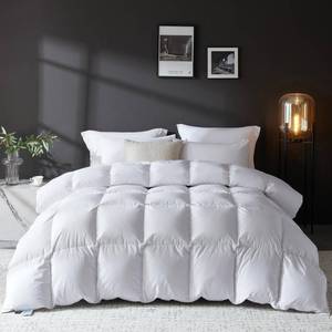 lot 15278 image: L LOVSOUL Goose Feather Down Fiber Comforter King Size, 100% Organic Cotton Fabric Duvet Insert,1200TC,750FP, Hotel Collection, All Season White Bedding Comforters with 8 Tabs,84oz