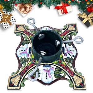 lot 15281 image: Linton Arts Christmas Tree Stand, Cast Iron Christmas Tree Stand for Real Trees Artificial Trees, Holds Up to 6ft Trees with 1.77 Trunks, Snowman-designed Xmas Metal Tree Stands for Holiday Decor