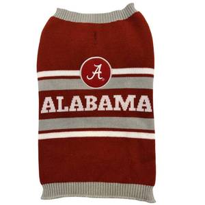 lot 16340 image: NCAA Alabama Crimson Tide Dog Sweater, Size Large. Warm and Cozy Knit Pet Sweater with NCAA Team Logo, Best Puppy Sweater for Large and Small Dogs