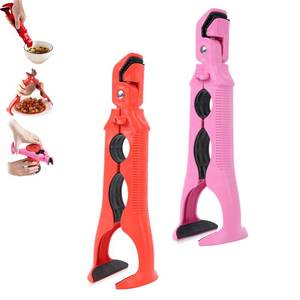 lot 16341 image: 2pcs 3-in-1 Hot Plate Gripper, Multi-Angle Anti-Scald Bowl Holder Clip, Hot Plate Gripper Tongs, Hot Plate Grabber Tongs with Lock for Hot Bowl(RedPink)