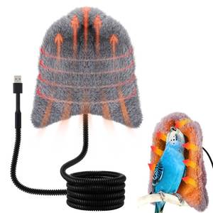 lot 16342 image: Dreyoo Snuggle Up Bird Cage Heater for Parrot and Small Birds,5V Low Voltage Heated Bird Perch with Constant Temperature Control & Anti Bite Line, Cozy Corner Warmer Blanket Cage Accessory (5.5�5)