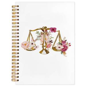 lot 16373 image: SNNDER Floral Scales of Justice Notebook Journal, Lawyer Attorney Gifts for Women, Lawyer Graduation Gifts, Gifts for Lawyers Attorneys Hardcover Spiral Notebook 5.5x8.3 Inch