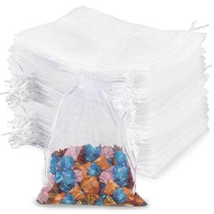 lot 6010 image: Sukh 100pcs Organza Bags 5x7 - White Sheer Mesh Drawstring Bags for Jewelry, Soap, Fruits, Candy, Small Gift Bags for Weddings, Valentines Day, Mothers Day, Halloween, Thanksgiving, Christmas