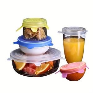 lot 6019 image: 6pcs Reusable Silicone Stretch Lids, Six-piece Set Of Silicone Fresh-keeping Covers, Stretching Bowl Covers,Dust-proof Refrigerator Microwave Oven Sealing for Various Food Containers (pink)