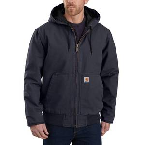 lot 6021 image: Carhartt Mens Loose Fit Washed Duck Insulated Active Jacket (Regular and Big & Tall Size)-Navy-Large