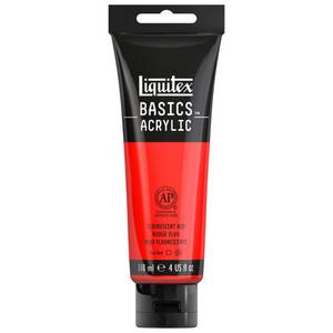 lot 6046 image: Liquitex BASICS Acrylic Paint, 118ml (4-oz) Tube, Fluorescent Red