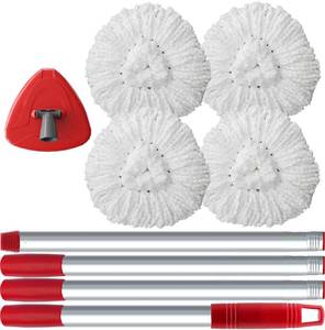 lot 6053 image: A4 Pack Spin Mop Replacement Head Compatible with O-Cedar EasyWring 1 Tank, 30-58 Mop Handle Base and Microfiber Head Refills, Easy-to-Replace (White,1 Tank)