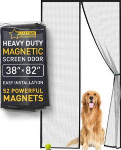 lot 6058 image: Flux Phenom Magnetic Screen Door - Bugs Out, Breeze in - 9min Install Auto-Sealing Heavy Duty Double Stitched Mesh, 52 Magnets, Hands Free Sliding & Patio Doors Net, Pet & Kid Friendly, 38 x 82 Inch