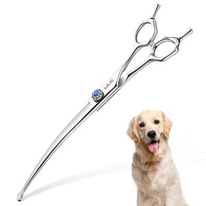 lot 6078 image: ULG Curved Dog Shears for Grooming, 7.0 Professional Curved Dog Grooming Scissors for Trimming and Cutting, 440C Stainless Steel Pet Hair Scissors