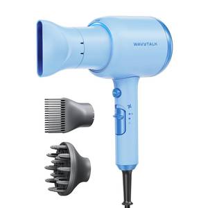 lot 6094 image: Wavytalk Hair Dryer, Blown Away Ionic Hair Dryer for Curly Hair with Diffuser, 1875W Fast Drying Blow Dryer with Ceramic Technology, 3 Attachments for All Hair Types, Light and Quiet, Light Blue