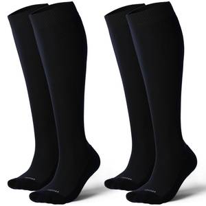 lot 6100 image: LEVSOX Extra Thick Wide Calf Compression Socks for Women&Men Plus Size 20-30 mmHg Knee High Graduated Support Sock for Nurses, Pregnant Women, Travel and Flight, Cotton, 2 Pairs, Black